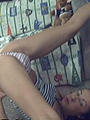 *WEBCAM* Bratty Brittany plays with lotion in her striped cotton panties on cam!