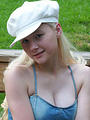 Cutie blonde teen wearing white hat
