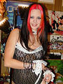 Red hair and tight black lace