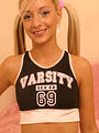 Teen blonde claire in cheerleader outfit